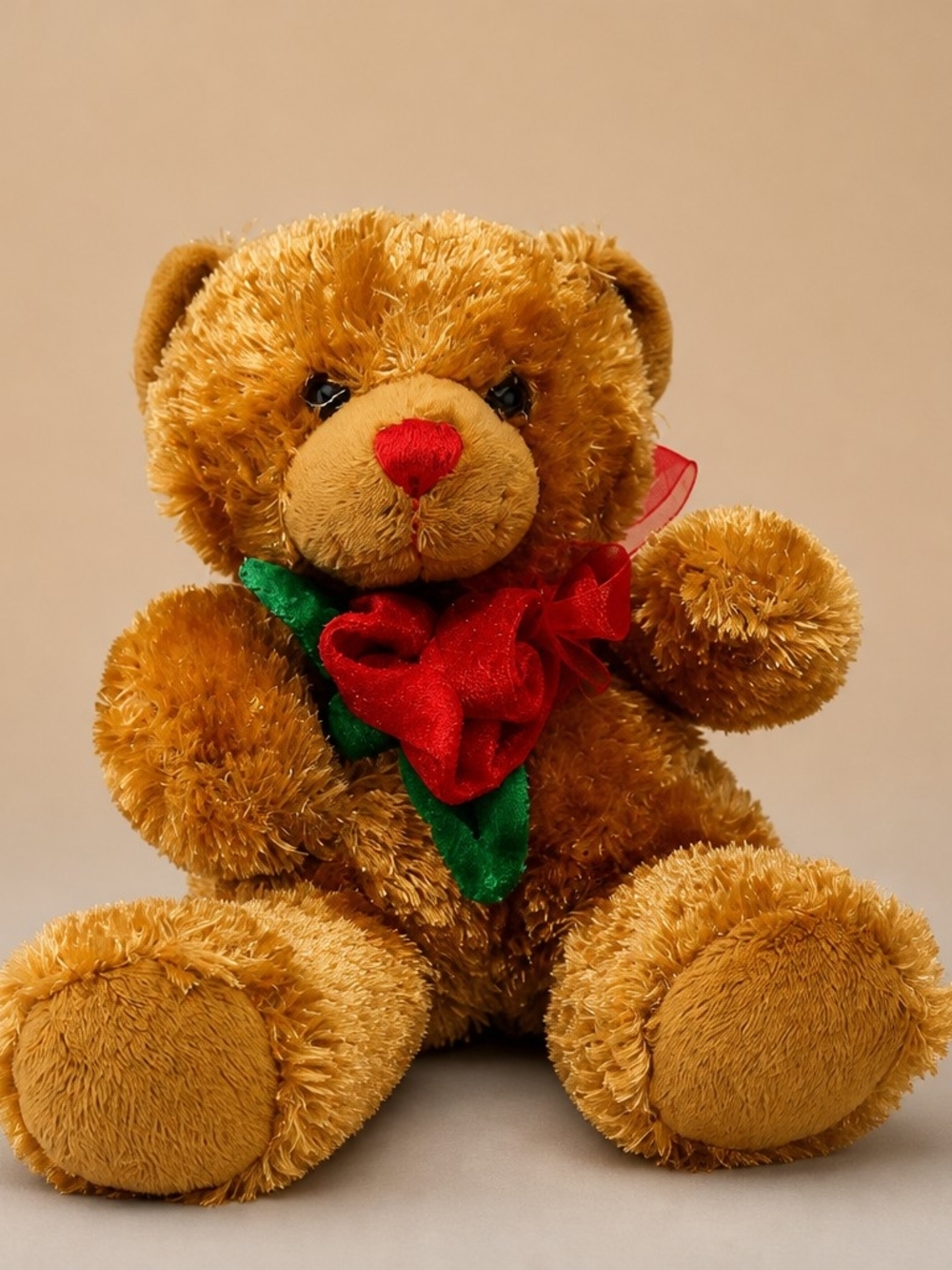 Caltoy Plush Teddy Bear with Red and Green Bow